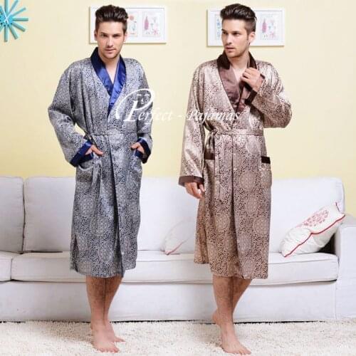 Mens Silk Satin Pajamas Set Pajama Pyjamas PJS Sleepwear Robe Nightgown U.S.S M L XL 2XL 3XL