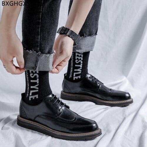 Black Casual Business Shoes Men Luxury Brand Wedding Shoes for Men 2021 Brogues Leather Shoes Men Classic Sapato Chaussure Homme