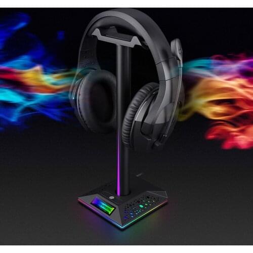 RGB Headphones Stand over-ear Headset Desk Bracket Headphone Holder Display Shelf 3.5mm USB for Gamers Gaming PC Accessories