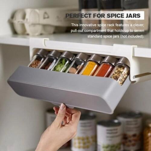 New Under-Shelf Spice Organizer for Kitchen Punch-Free Condiment Bottle Rack Kitchen Applied Accessories Self-adhesive