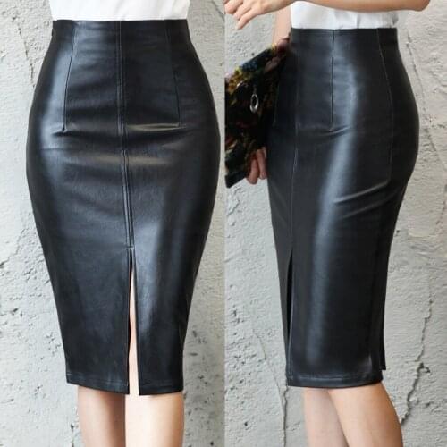 Autumn Winter Leather Slim Bag Hip Skirt Leather Skirt zip-up Undefined Wrap Hip Skirt women pu leather bodycon wrap skirt