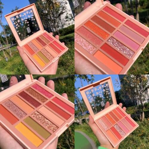 12 Colors Shimmer Metallic Eyeshadow Palette Matte Glitter Pigmented Eye Shadow Pallete Long-Lasting Waterproof Makeup Palette