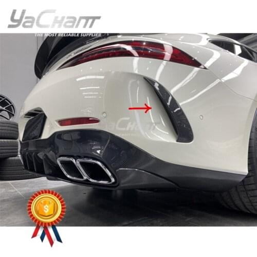 Carbon Fiber/Fiber Glass Rear Bumper Canard Fit For 2019-2020 MB AMG GT63S 4D Coupe OEM Style Rea Side Vents