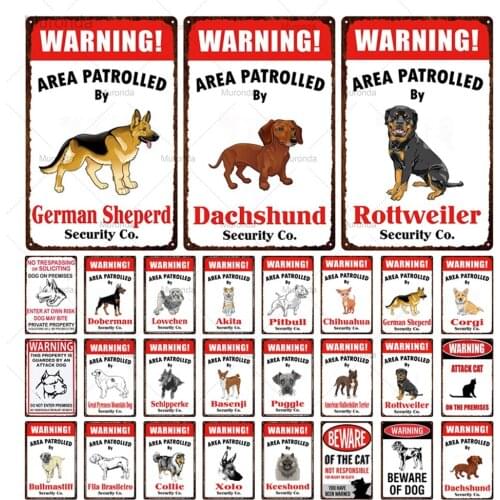 Warning Cute Dogs Pet Metal Sign Cute Pet Dog Teddy Beagle Poster Vintage Wall Decorative Plate Kids Room Home Decor