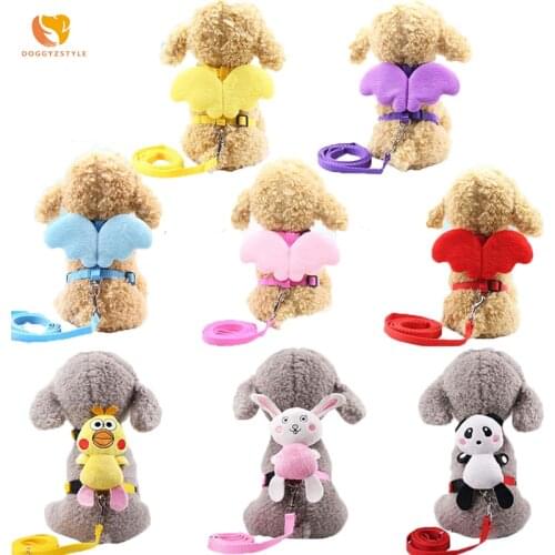 Adjustable Beautiful Angel Wings Dog Harness Candy Straps Pet Vest Dog Chest Strap Leash 6 Color Goods For Pets for Chihuahua