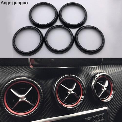 Carbon fiber style Air Condition Air Vent Outlet Ring Cover Trim Decoration for Mercedes Benz GLA X156 CLA C117 class