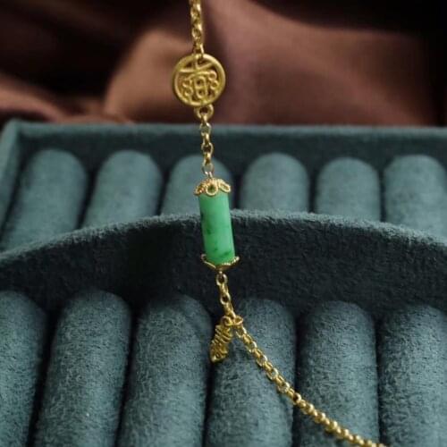 New inlaid natural Hetian Jasper Bracelet Chinese classical court style elegant and fresh small design charm lady jewelry