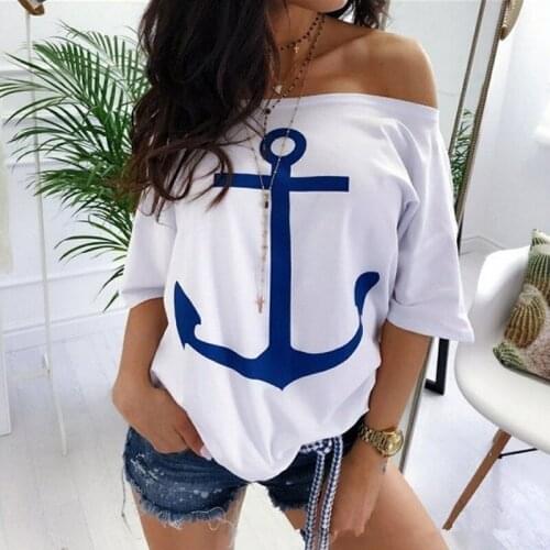 Women Sexy Off Shoulder Blouses Summer Slash Neck Batwing Sleeve shirt Casual Loose Print White Tops Plus Size 5XL