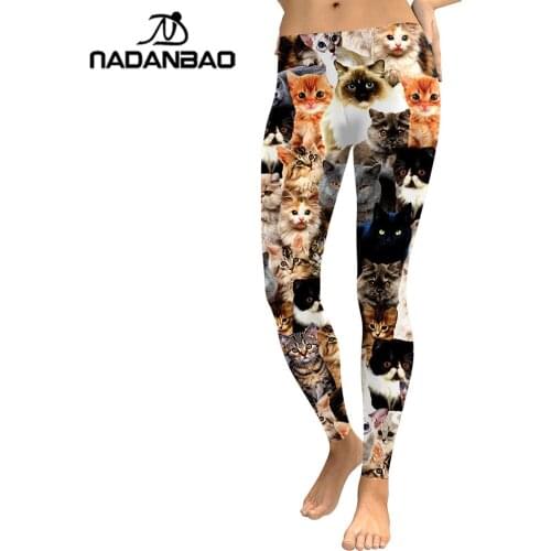 NADANBAO 2021 Women Leggings Lovely Cat Hologrephic Digital Print Fitness legging High Waist Workout Pants Casual Street Leggins