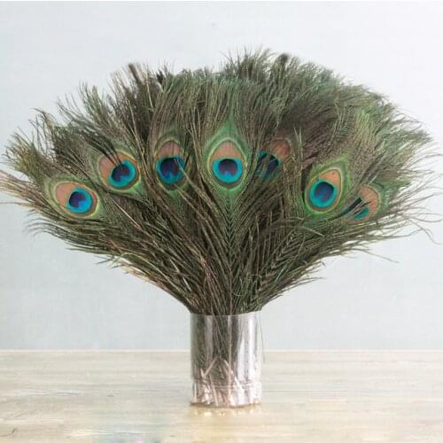 10pcs / Set 26-30cm In Length Beautiful Natural Peacock Feathers DIY Clothes Decoration Wedding Party Peacock Tail Feathers