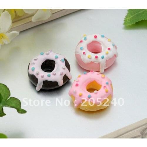 21pcs Mixed 3 Colors Cute Resin Donut For Diy Decoration