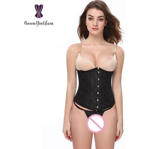 Wholesale Plus Size Waist Trainer Shaperwear Waist Cincher Slimming Belly Appliques 26 Steel Boned Underbust Corset 2834