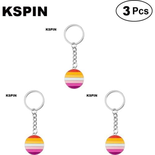 Sun Set Lesbian Key Ring Lapel Pin Flag badge Brooch Pins Badges 3Pcs a Lot