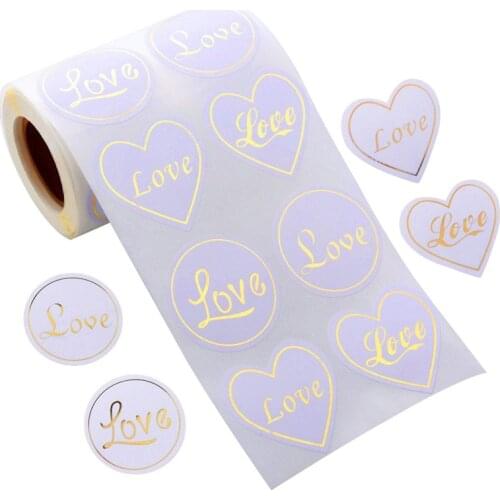 300pcs Heart Bronzing LOVE gift seal label 4 fonts Adhesive Kraft Seal Sticker for Baking Stickers DIY work stationery stickers