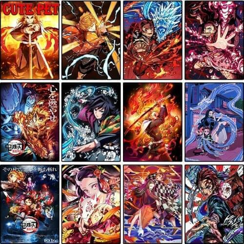 Diamond embroidery 2020 Japanese Anime Demon Slayer diamond painting Cross Stitch Rhinestone boy girl Blade Infinite Train decor