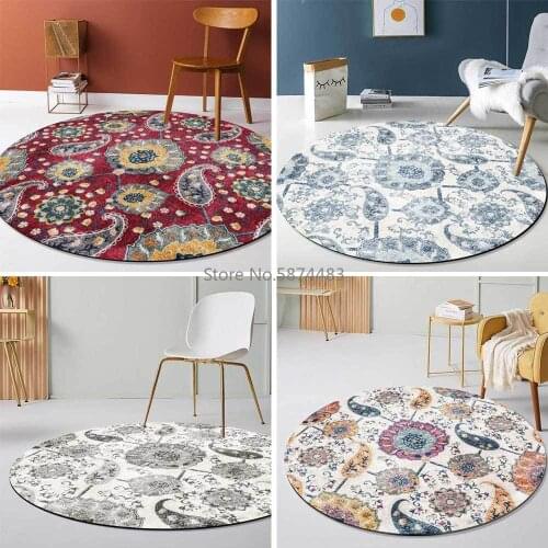 American Style Red Blue Gray Color Retro Ethnic Style Living Room Bedroom Hanging Basket Chair Round Floor Mat Carpet