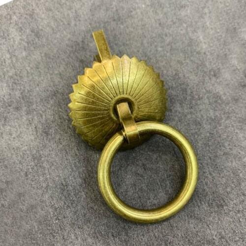 Antique Brass Cabinet Drawer Knobs Vintage Furniture Accessories Pulls Ring Handle Wooden Jewelry Box Medicine bucket Knobs 10x