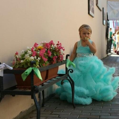 Girls Ball Gown Kids Prom Dresses Cloud Pageant Dresses For Little Girls Beaded Holy Communion Dresses Vestidos Primera