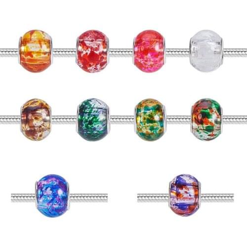 10 Pcs Large Hole Colorful Glass Beads Bulk for Bracelet Women Making Unique Jewelry DIY Pendant Necklace Cord Key Chain Charms