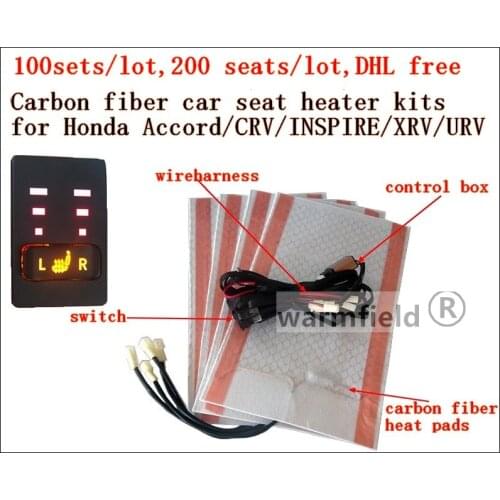 DHL free,100sets/lot,200 seats/lot,carbon fiber seat heater kits for Honda Accord/CRV/INSPIRE/URV/XRV
