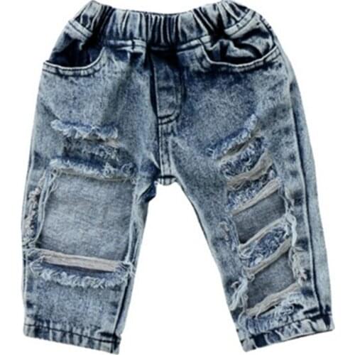Baby Girls Hollow Out Jeans 2018 Newborn Infant Kids Girl Big Hole Jeans Summer Children Denim Broken Pants Outfits Kid Clothing