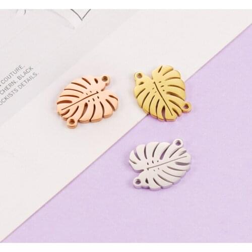 Fnixtar Hollow Tree Leaf Charm Pendant Stainless Steel Mirror Polished DIY Handmade Charms Jewelry 14x16mm 20piece/lot
