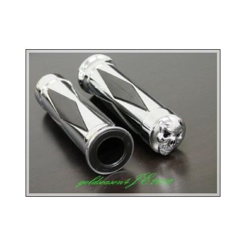 CHROME SKULL HAND GRIPS for Suzuki GSXR 600 750 1000 Volusia Intruder Boulevard