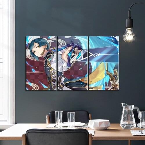 Genshin impact Game poster home decor hd painting xingqiu wall painting poster anime Study Bedroom Bar Cafe Wall