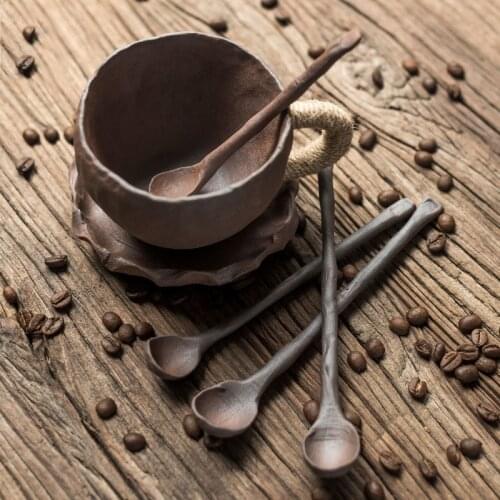 Handmade Coffee Spoon Creative Ceramic Soup Spoon Spoon Coarse Pottery Household Spoon Stirring Spoon