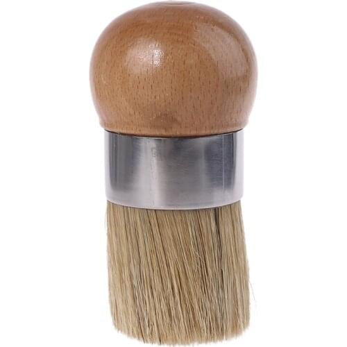 Round Paint Wax Brush Ergonomic Wood Handle Natural Bristle Brushes