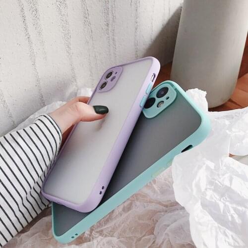 Fashion Candy Camera Lens Protection Matte Phone Case For iPhone 12 Mini XS 11 Pro Max 6 8 7Plus XR SE IMD Shockproof Back Cover