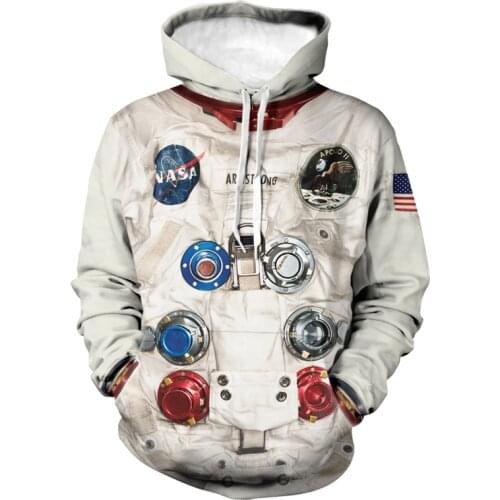 2021 Spring and Autumn Newest 3D Space Suit Digital Printing Long Sleeve Men and Women Couples Hooded Oversized Casual Top