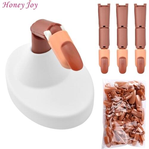 Nail Trainning Flexible Finger Moveable Nail Practice Hand Kits with 100 Pcs False Nail For Nails Art DIY Print Practice Tool