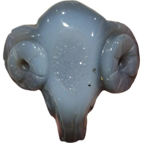 1pcs Natural Agate Geode Polished Sand and polish the carved sheep head Mineral Home Decoration