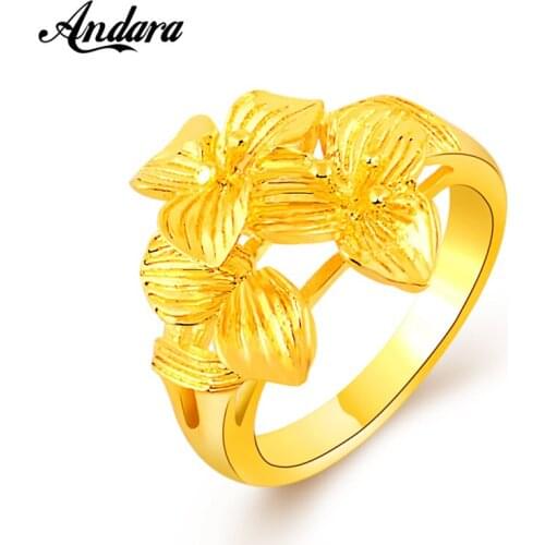 New Hot Selling Wedding Rings Fashion Jewelry 24K Gold Color Rings For Women Jewelry High Quality JR038