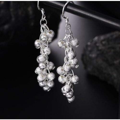 New 2021 Jewelry 925 Sterling Silver Earring Fashion Woman Frosted grape beads drop earrings Gifts