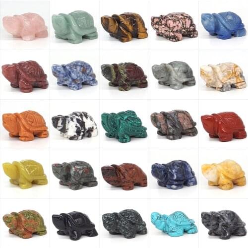 Wholsale 2" Turtle Tortoise Figurine Stone Carving Animal Statue Crystal Reiki Healing Quartz Fish Tank Crafts Home Decoration