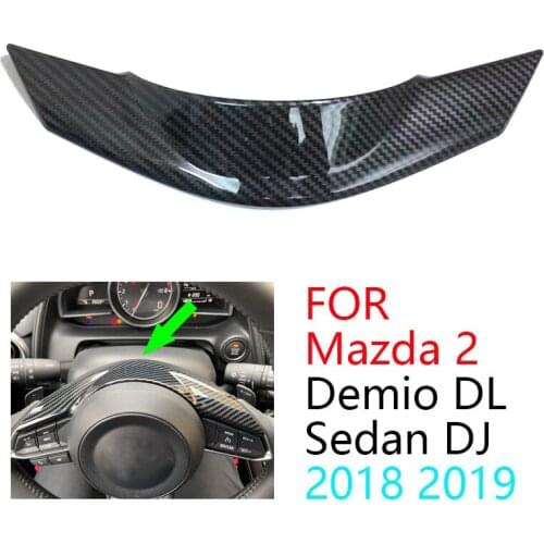 Carbon Fiber Steering Wheel Frame Cover Trim for Mazda 2 Demio DL Sedan DJ Hatchback 2018 2019