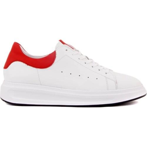 Sail-Lakers White, Red Leather Men Sneaker