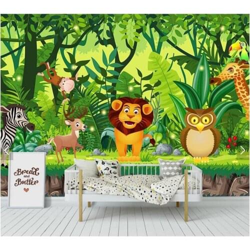 Custom kids papel de parede,cartoon forest fairy tale animal world fresco for children room living room background wallpaper