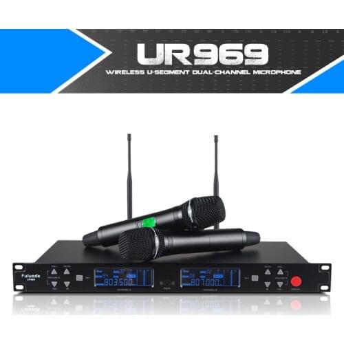 Professional wireless microphone handheld collar clip type head-mounted dual-channel high fidelity UHF FM 2 antenna reception