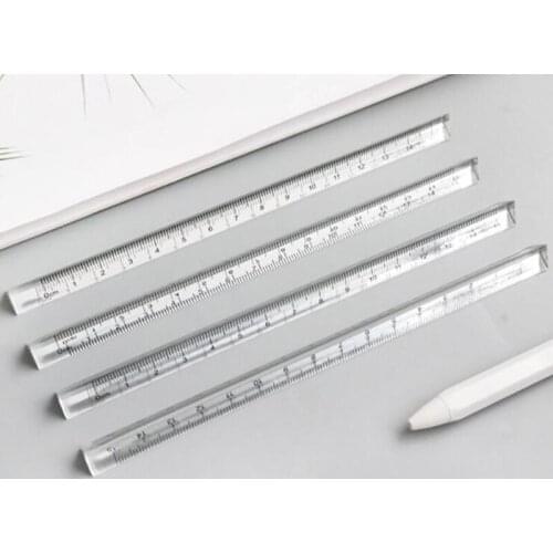 15cm Transparent Straight Ruler Students Stationery Simple Triangular Rulers Both Sides Acrylic Measuring Tools