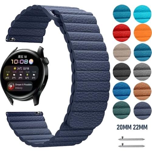 Leather Loop Bracele for HUAWEI WATCH 3 3Pro Band Magnetic Buckle Wrist Strap for Huwei GT 2 42/46mm GT2 Pro Watchband 20mm 22mm