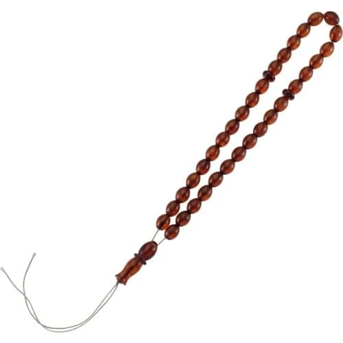 Silver 925 Sterling Barley Cut Natural Baltic Amber Püskülsüz Rosary