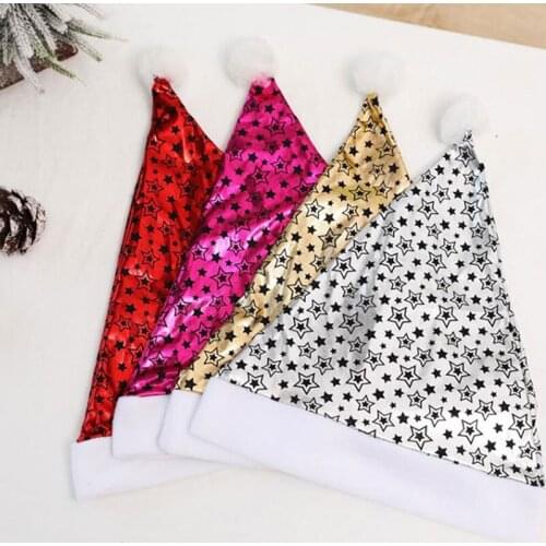 1pc Santa Claus Sequins Hats Caps Christmas Decor of Adult Childrens Hats XMAS New Years Gifts Home Party Supplies 36*28cm