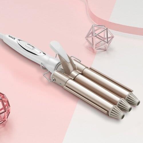 Kemei Hair Curlers Looper Hair Has 3 Heads Crimper Corrugation for Triple Curling Iron Professional Stylist Tools Waver