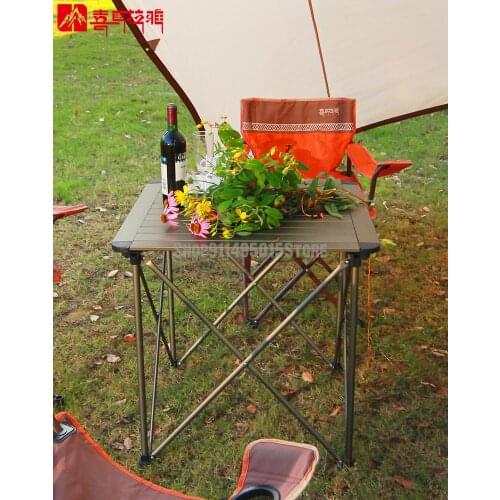 Aluminum Alloy Outdoor Folding Table And Chair Portable Ultra Light Picnic Table And Chair Camping Table Barbecue Omelet Table