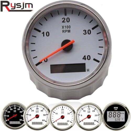 52mm/85mm Boat Tachometer Marine Car Tacho Meter LCD Digital red light 0-9990 RPM Lap timer Hour meter 12/24V With Red Backlight