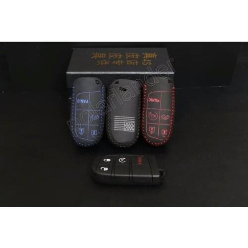 Only Red for FIAT NEW VIAGGIO car key covers DIY hand sewing car key case car styling Genuine quality leather