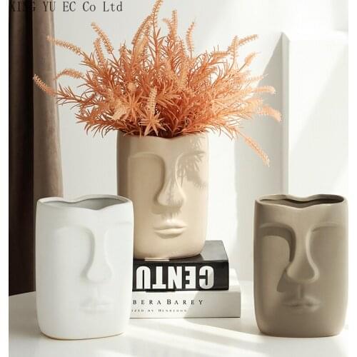 Creative Abstract Art Ceramic Vase Ornaments Nordic Simulation Flower Decoration Countertop Vase Home Decoration Modern Crafts